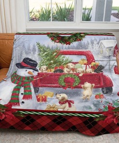 Christmas Gift , Red Truck With Puppies Comfy Throw Blanket Gift69