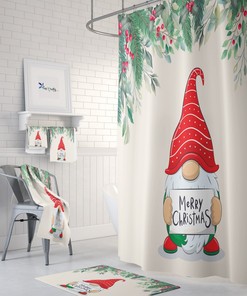 Christmas Gnome Shower Curtain Optional Towels And Bath