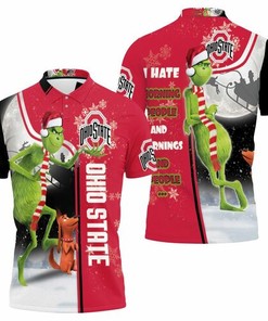Christmas Grinch Ohio State Buckeyes I Hate Morning People 3D All Over Print Polo Shirt