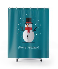Christmas Holiday Snowman - Shower Curtain