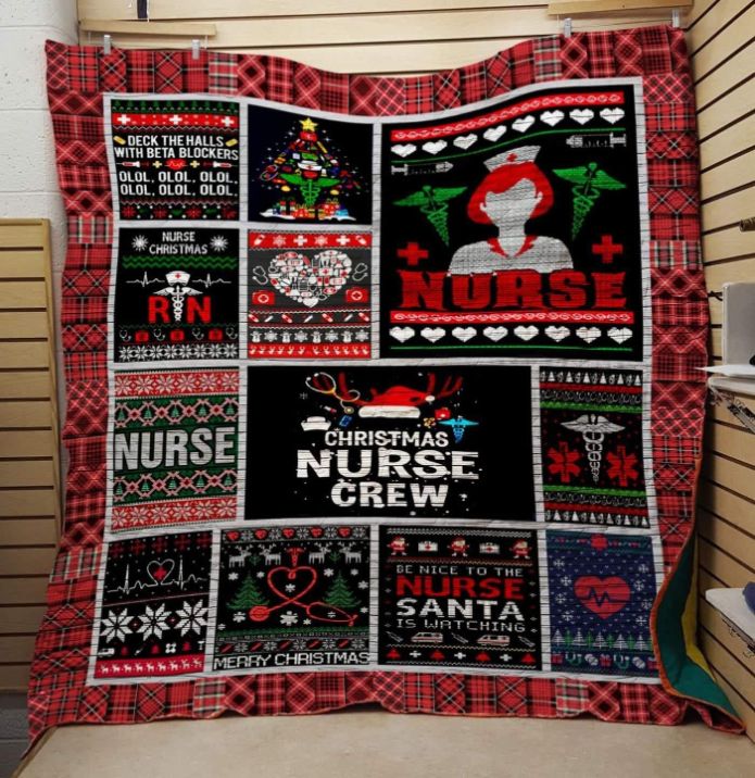 Christmas Nurse Crew Nurse Quilt Blanket Bedding Set