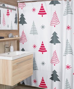 Christmas Shower Curtain, Christmas Gift For Home, Shower Curtain, Retro Bathroom Accessories, Home Gift, Tub Curtain