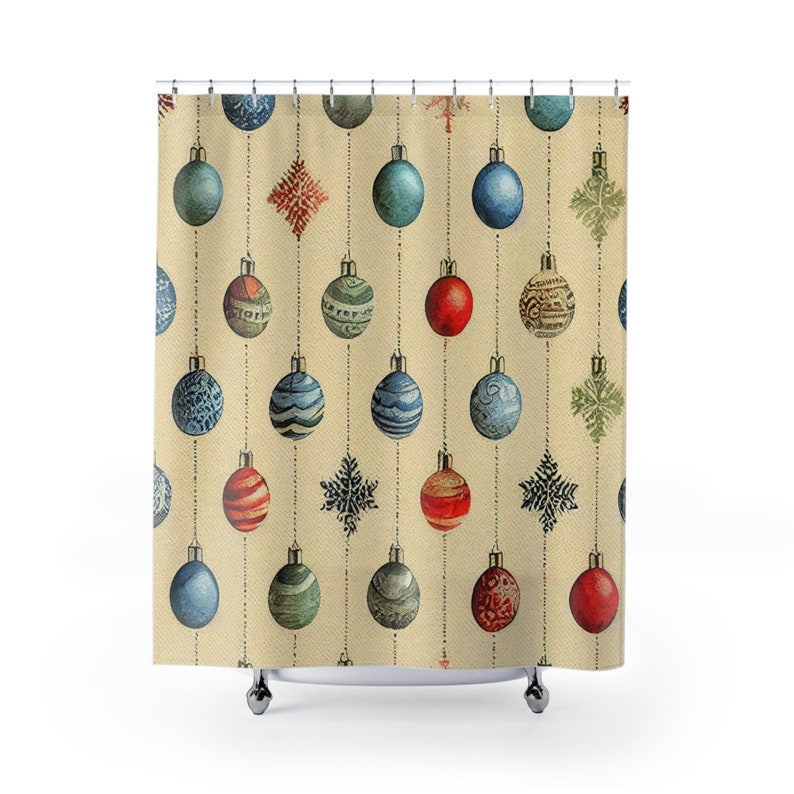Christmas Shower Curtain, Faux Textured, Christmas Gift For Home, Shower Curtain, Retro Bathroom Accessories, Home Gift, Tub Curtain - Image 2