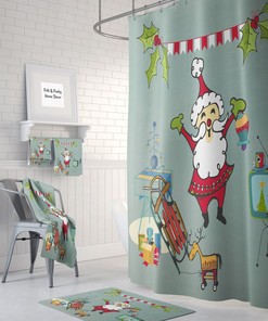 Christmas Shower Curtain, Mid Century Modern Bathroom Decor