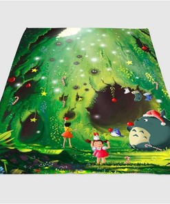 Christmas Totoro Sherpa Fleece Blanket Gifts for Family, for Couple