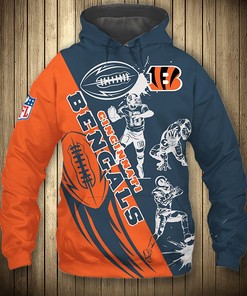 Cincinnati Bengals Hoodie 3D Cartoon Player Cute Zip Hoodie
