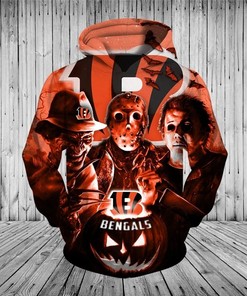 Cincinnati Bengals Hoodie 3D Horror Night Halloween Pullover Nfl