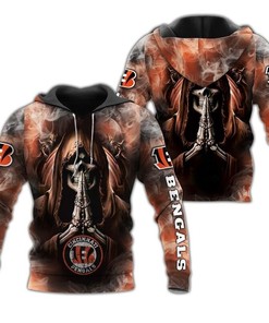 Cincinnati Bengals Hoodie 3D Zip Hoodie Death Smoke Graphic Gifts for Fans