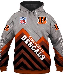 Cincinnati Bengals Hoodie 3D Zip Hoodie Pullover Size S-5Xl