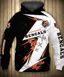 Cincinnati Bengals Hoodie 3D Zip Hoodie Thunder Graphic Gifts for Fans