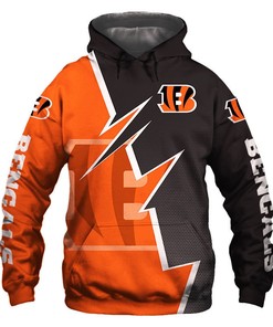 Cincinnati Bengals Hoodie Zigzag Graphic Zip Hoodie Gift for Fans