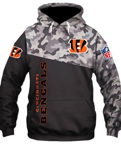 Cincinnati Bengals Military Hoodie 3D Zip Hoodie 3D Zip Hoodie Long Sleeve New Season