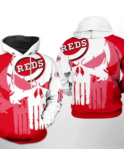 Cincinnati Reds MLB Skull 3D Hoodie