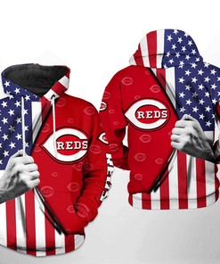 Cincinnati Reds MLB US Flag 3D Hoodie