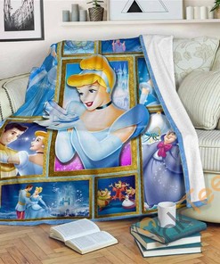 Cinderella Sherpa Fleece Blanket Gifts for Family, for Couple