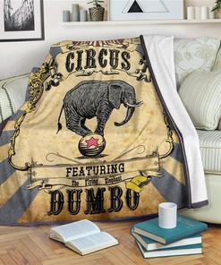 Circus The Flying Elephant Dumbo Sherpa Fleece Blanket Gifts for Family, for Couple
