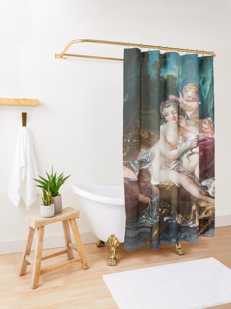 Classic Art Shower Curtain - The Toilette Of Venus By Francois Boucher Eco-Friendly Waterproof Bath Decor - Image 3
