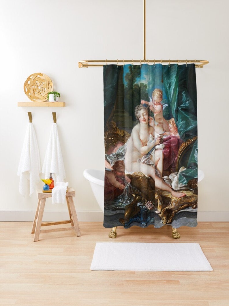 Classic Art Shower Curtain - The Toilette Of Venus By Francois Boucher Eco-Friendly Waterproof Bath Decor - Image 4