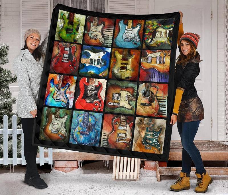 Classic Guitar Gift For Guitar Lover Quilt