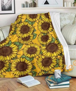 Classic Vintage Sunflower Sherpa Blanket Fleece Blanket Gifts for Fans