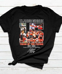 Claude Giroux 15 Years Of The Flyers 2007 2022 Signatures Thank You For The Memories Shirt