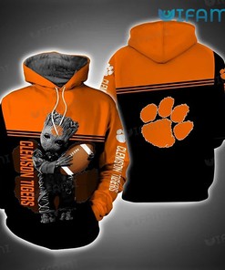 Clemson Hoodie 3D Baby Groot Hug Ball Clemson Tigers Gift