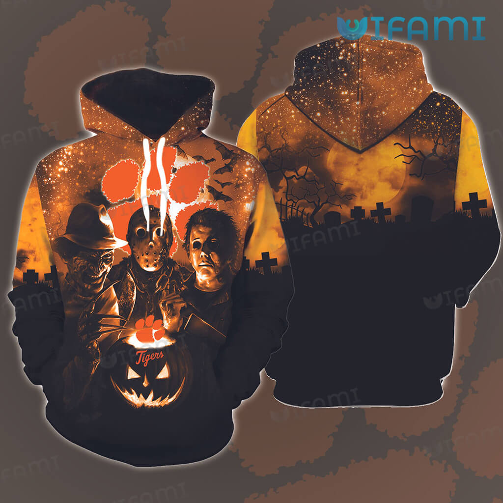 Clemson Hoodie 3D Michael Myers Jason Freddy Krueger Clemson Tigers Gift