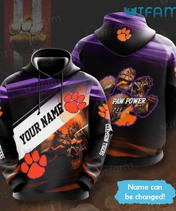 Clemson Hoodie 3D Paw Power Custom Name Clemson Tigers Gift