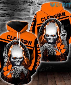 Clemson Hoodie 3D Skull Clemson Tigers Gift