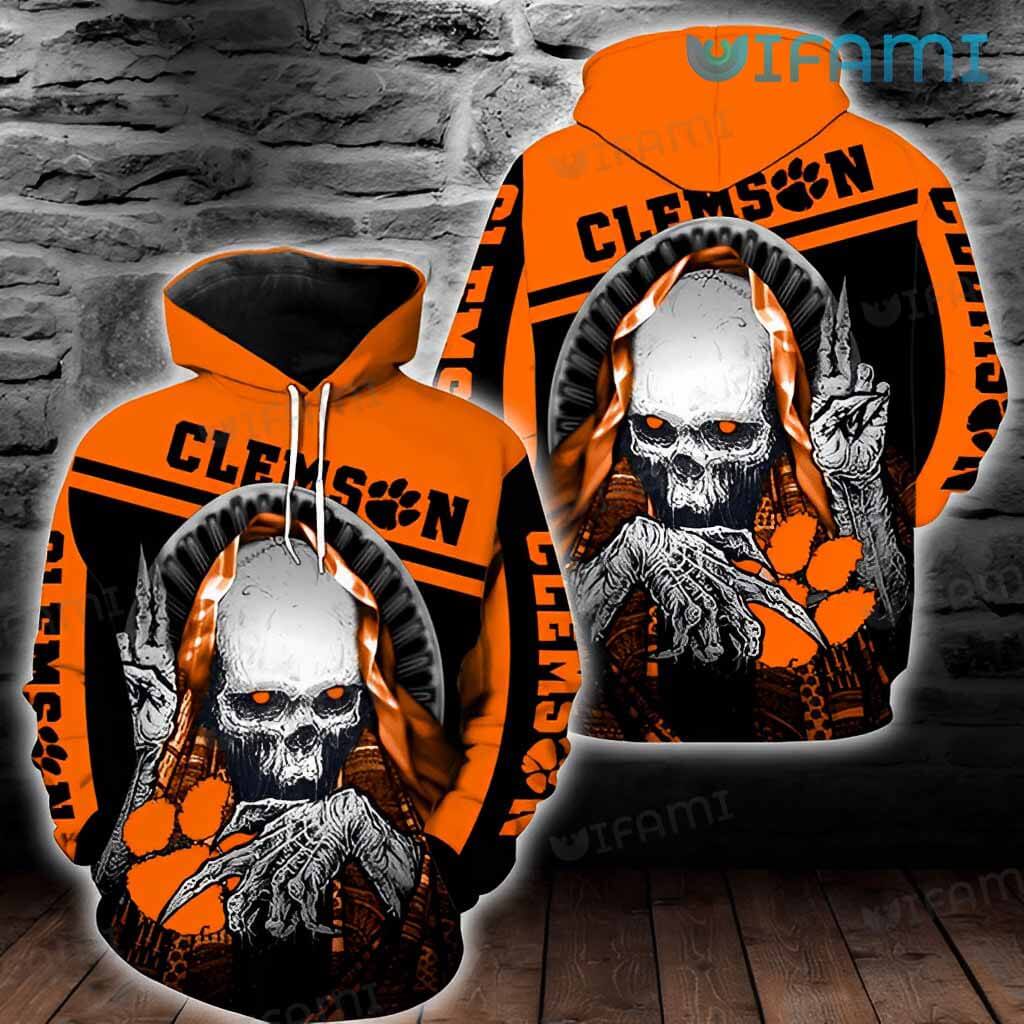Clemson Hoodie 3D Skull Clemson Tigers Gift