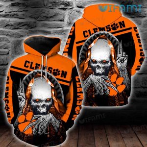 Clemson Hoodie 3D Skull Clemson Tigers Gift - Image 2