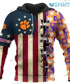 Clemson Tigers 3D Hoodie US Flag Clemson Gift