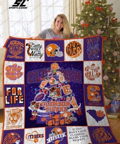 Clemson Tigers Christmas Tree Quilt Blanket Bedding Set