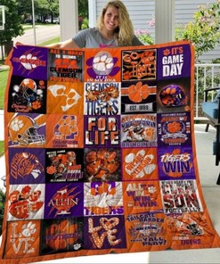 Clemson Tigers Football American Football Lo Quilt Blanket Bedding Set Gifts for Fans