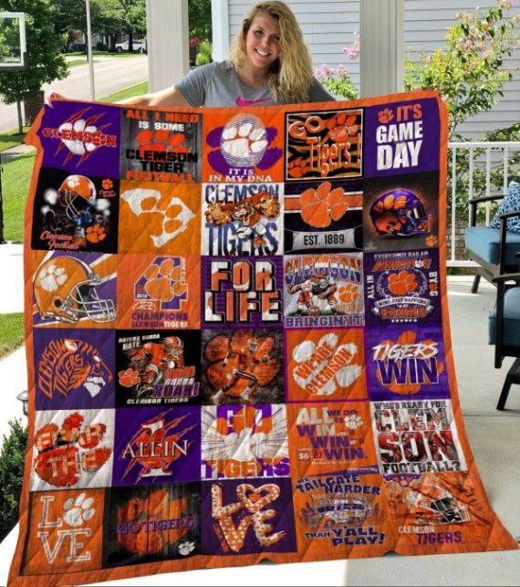Clemson Tigers Football American Football Lo Quilt Blanket Bedding Set Gifts for Fans