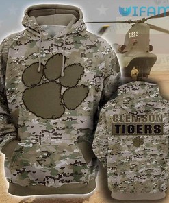 Clemson Tigers Hoodie 3D Army Camo Clemson Gift