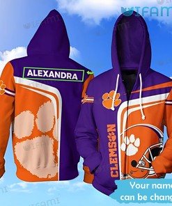 Clemson Tigers Hoodie 3D Football Helmet Custom Name Clemson Gift