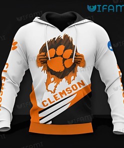 Clemson Tigers Hoodie 3D Ripping Tearing Through Logo Clemson Gift