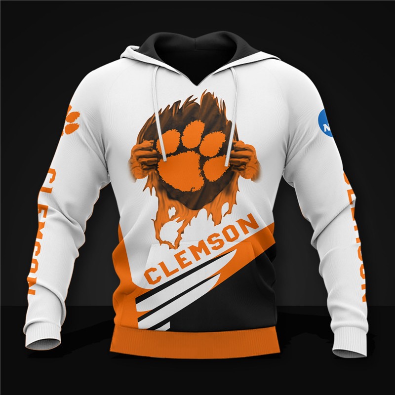 Clemson Tigers Hoodie 3D Zip Hoodie Long Sleeve Gift for Fan
