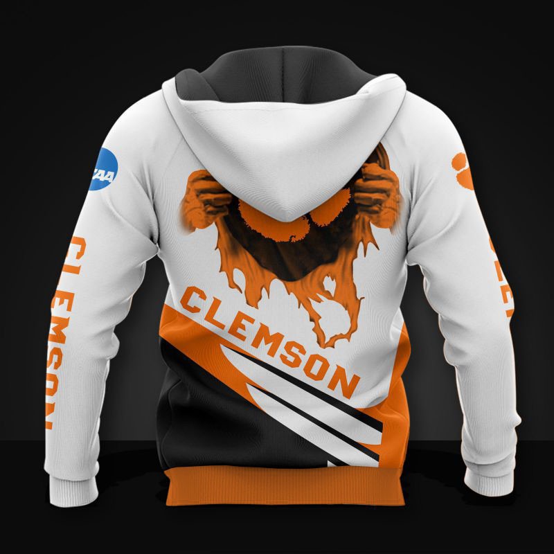 Clemson Tigers Hoodie 3D Zip Hoodie Long Sleeve Gift for Fan - Image 2
