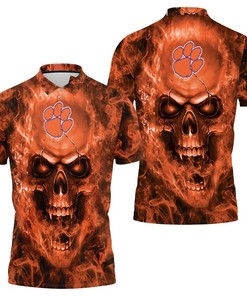 Clemson Tigers Ncaa Fans Skull Polo Shirt All Over Print Shirt 3d T-shirt
