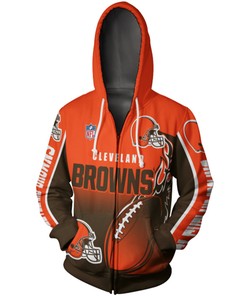 Cleveland Browns Hoodie 3D Zip Hoodie Cute Flame Balls Graphic Gifts for Fans