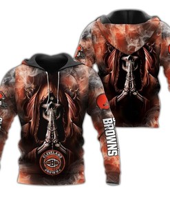 Cleveland Browns Hoodie 3D Zip Hoodie Death Smoke Graphic Gifts for Fans