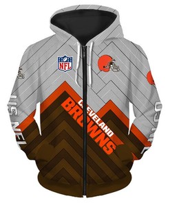 Cleveland Browns Hoodie 3D Zip Hoodie Pullover Size S-5Xl