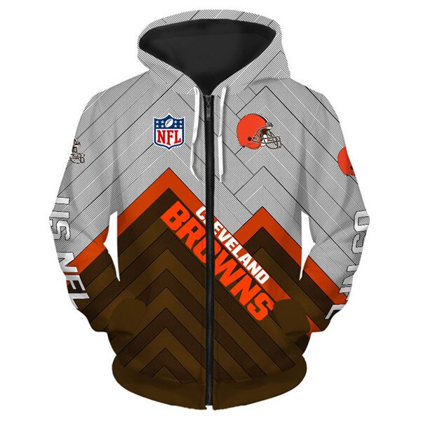 Cleveland Browns Hoodie 3D Zip Hoodie Pullover Size S-5Xl