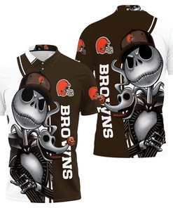 Cleveland Browns Jack Skellington And Zero Polo Shirt All Over Print Shirt 3d T-shirt