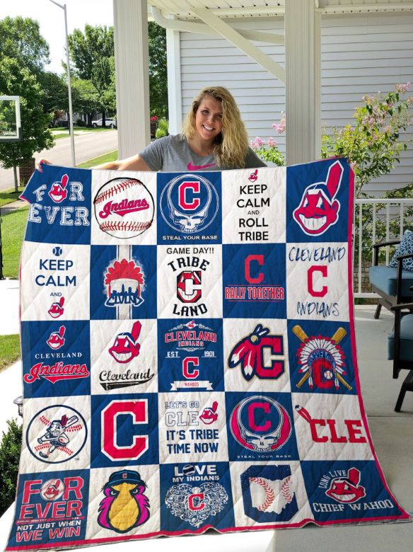 Cleveland Indians Combined Custom Quilt Blanket Bedding Set