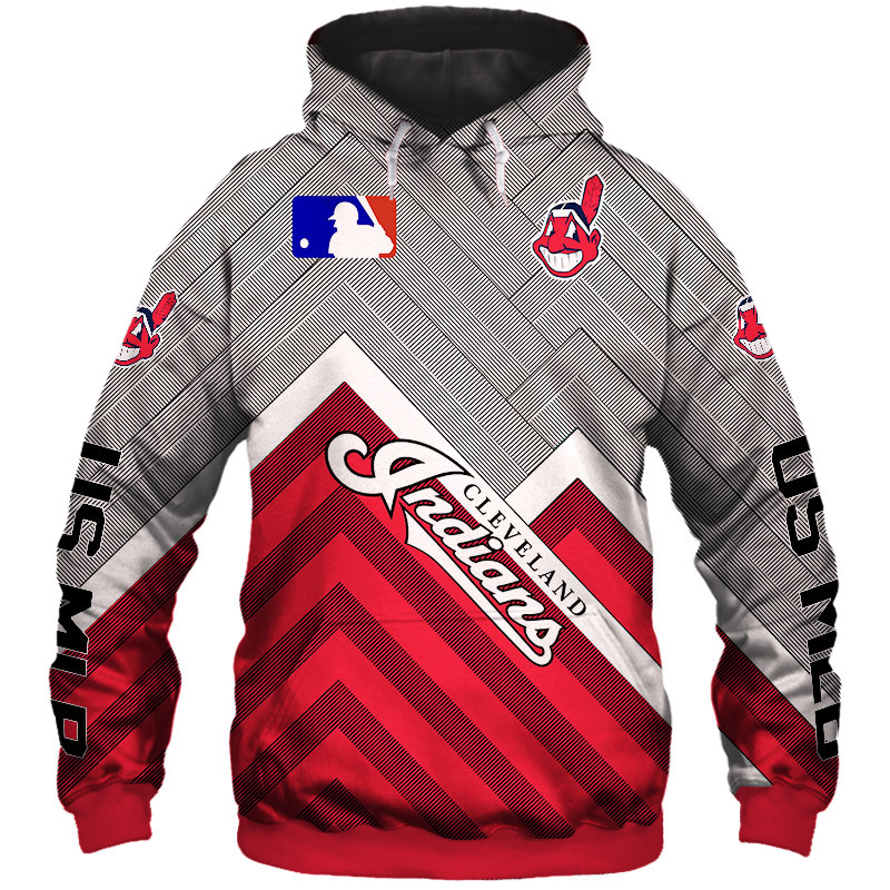 Cleveland Indians Hoodie 3D Baseball Zip Hoodie for Fan MLB