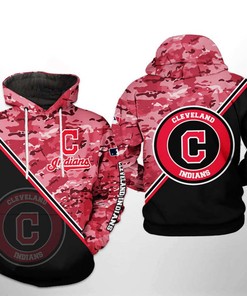 Cleveland Indians MLB Camo Team 3D Hoodie