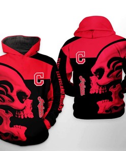 Cleveland Indians MLB Skull 3D Hoodie
